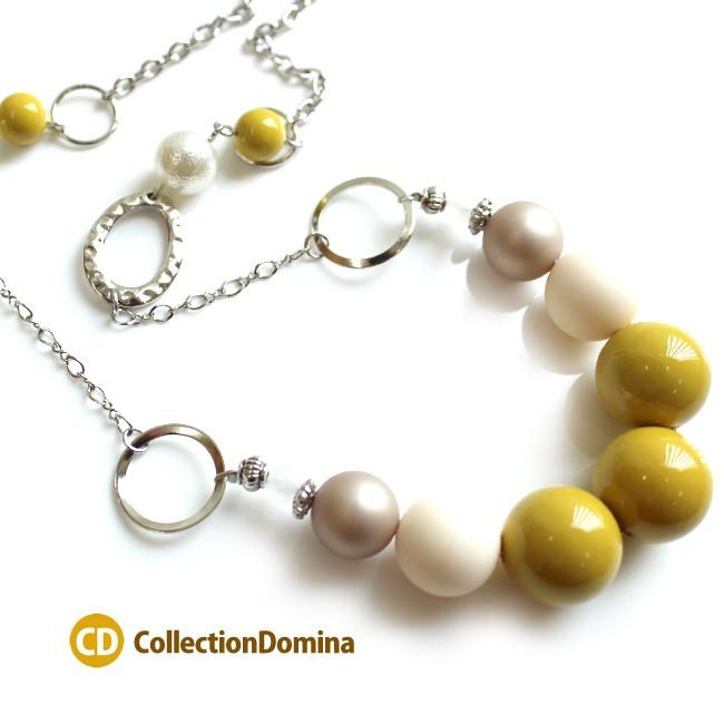 当店オリジナル ネックレス 丸玉 ハンドメイド ビーズ クリア イエロー 黄色 ブラウン シルバー アジャスター ロング丈 アクセサリー Qn3959 Collectiondomina 通販 Yahoo ショッピング