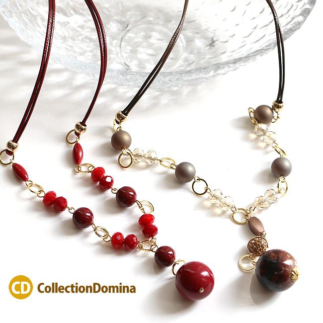 Yライン Y字 大ぶり 丸玉 ロング 紐 パヴェボール ネックレス ひも レッド ブラウン ゴールド アジャスター付 ハンドメイド Y字ネックレス Qn4270 Collectiondomina 通販 Yahoo ショッピング