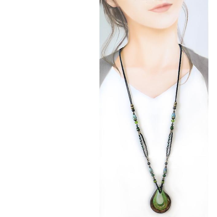 ヴェネチアンガラス風 ドロップ 雫 しずく ロング ガラス ベネチアン