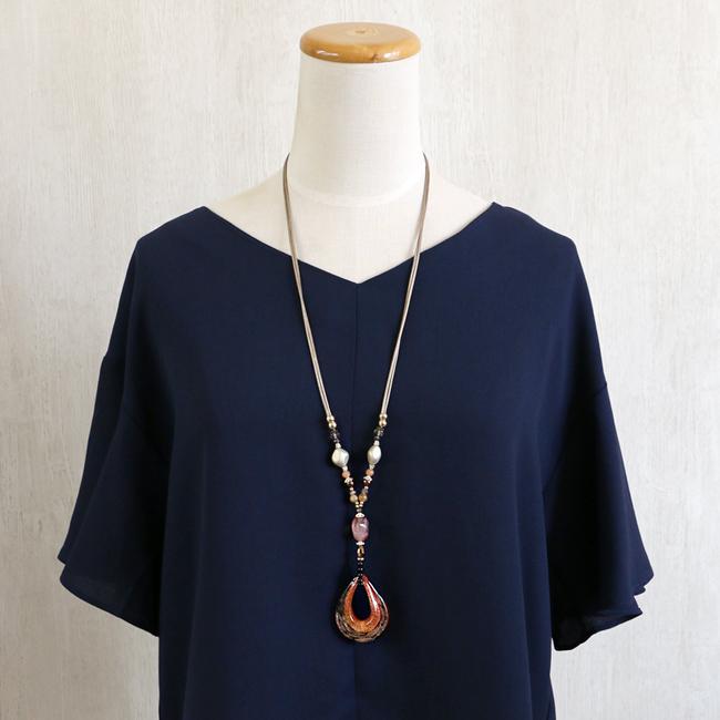 当店オリジナル ドロップ 雫 しずく ビーズ ネックレス ロング