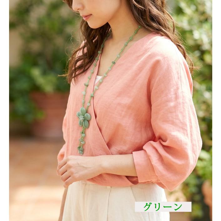 ネックレス レディース 天然石 天然素材 さざれ 花 おしゃれ お花