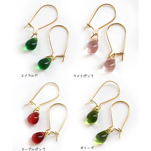 チェコビーズ ドロップ ピアス 当店オリジナル キドニーフックピアス 