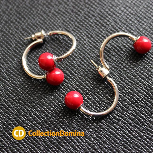 U字デザイン バックキャッチ オシャレ ピアス ユニークピアス オシャレピアス お洒落ピアス シルバー レッド ステンレス ピアス ステンレスポスト | 