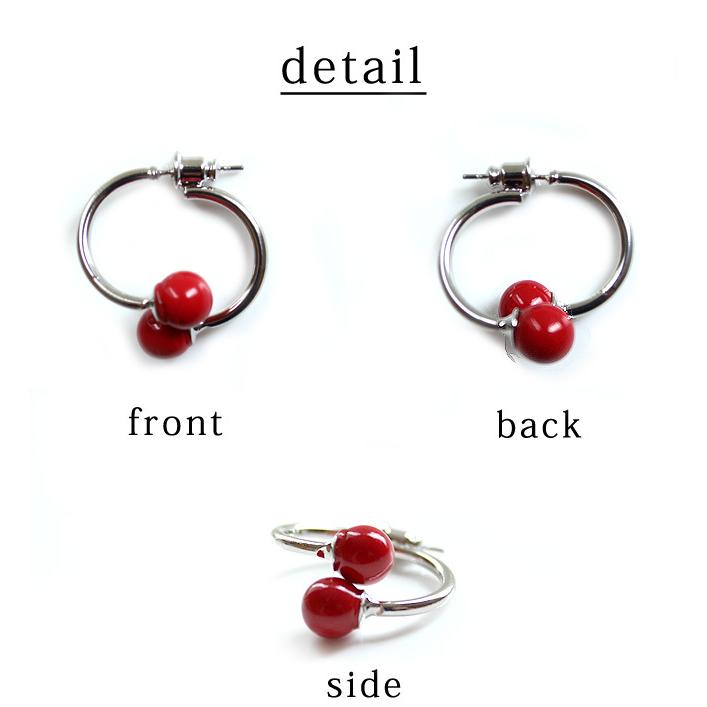 U字デザイン バックキャッチ オシャレ ピアス ユニークピアス オシャレピアス お洒落ピアス シルバー レッド ステンレス ピアス ステンレスポスト |  | 02