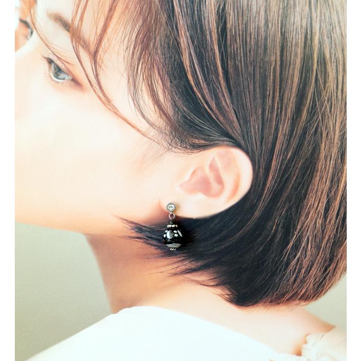 ピアス レディース とんぼ玉 トンボ玉 ガラス玉 蜻蛉玉 モノクロ