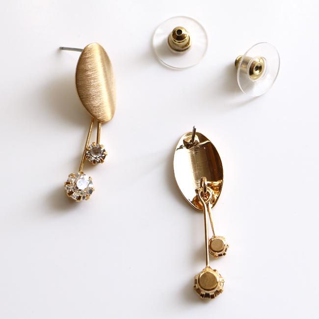 ステンレスポスト ピアス スタッドピアス メタル ラインストーン ゆらゆら 揺れる マットゴールド 金色 レディース アクセサリー |  | 03