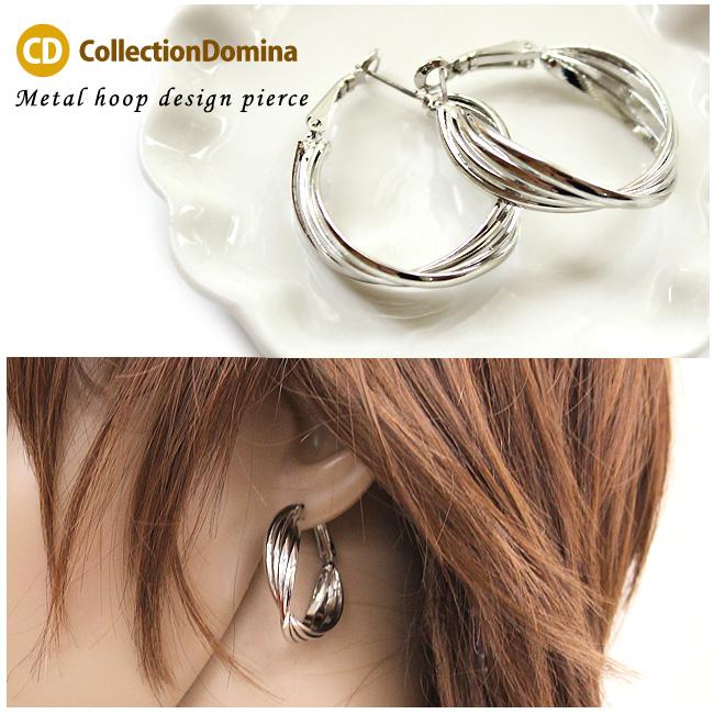 ピアス レディース フープピアス ツイスト 大ぶり C型 メタル フープ チタンピアス アクセサリー おしゃれ 彼女 妻 嫁 母 女性 誕生日人気 | 