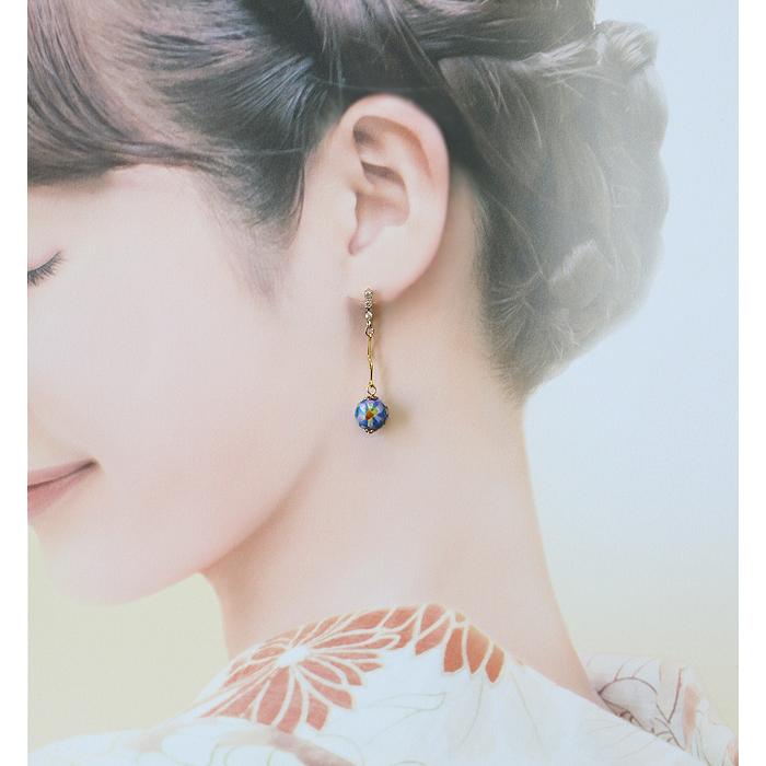 ピアス レディース とんぼ玉 蜻蛉玉 和風 トンボ玉 花柄 春 揺れる ロング チタンピアス チタンポスト ブルー アクセサリー 誕生日 彼女 妻 女性 嫁 プレゼント |  | 04