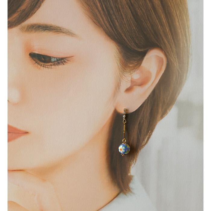 ピアス レディース とんぼ玉 蜻蛉玉 和風 トンボ玉 花柄 春 揺れる ロング チタンピアス チタンポスト ブルー アクセサリー 誕生日 彼女 妻 女性 嫁 プレゼント |  | 05