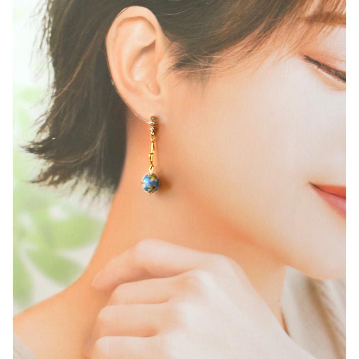 ピアス レディース とんぼ玉 蜻蛉玉 和風 トンボ玉 花柄 春 揺れる ロング チタンピアス チタンポスト ブルー アクセサリー 誕生日 彼女 妻 女性 嫁 プレゼント |  | 06