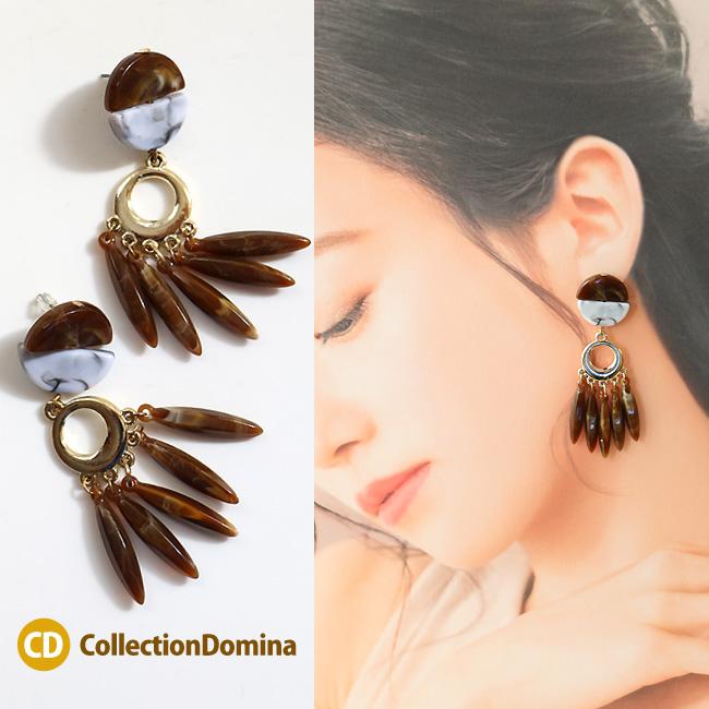 ピアス アレルギー対応 アレルギー レディース べっ甲風 べっ甲柄 べっこう風 大ぶり 50代 大きめ 大きい おしゃれ 揺れる ゆれる ステンレス スタッド | 