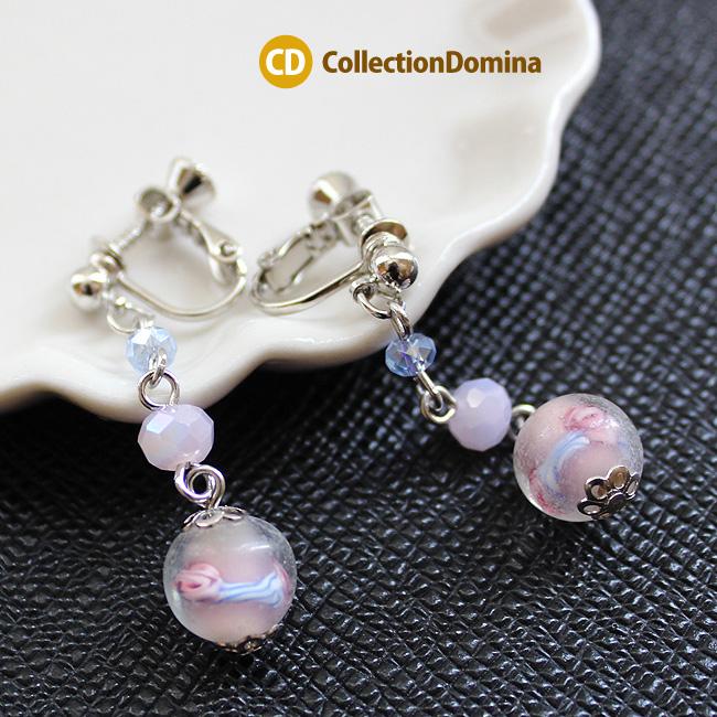 とんぼ玉 トンボ玉 イヤリング ハンドメイド ガラス玉 和柄 風鈴 浴衣 着物 揺れる ゆらゆら ロング イヤリング かわいい シルバー ピンク ネジバネ式 Tw1053 Collectiondomina 通販 Yahoo ショッピング