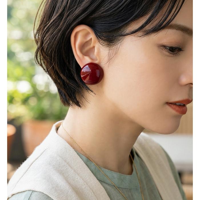 イヤリング イアリング レディース 人気 ラウンド 丸型 おしゃれ 大ぶり 大きい 大きめ ネジ式 アクセサリー シンプル 誕生日 プレゼント 赤 レッド |  | 05