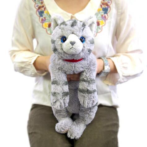 サンレモン】ぬいぐるみ ひざねこ グレーMサイズ 膝乗せ 猫 キャット
