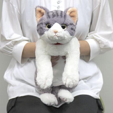 サンレモン】ぬいぐるみ ひざねこ サバシロMサイズ 膝乗せ 猫 キャット