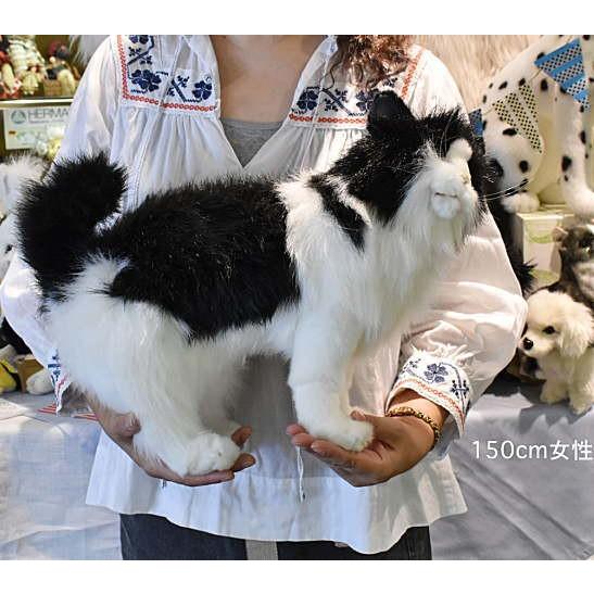 ハンサ【HANSA】ぬいぐるみ 白黒ネコ43cm シロクロ ねこ リアル