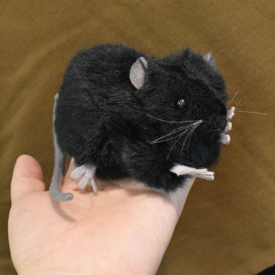 ハンサ【HANSA】ぬいぐるみ 黒ネズミ27cm ねずみ リアルアニマル
