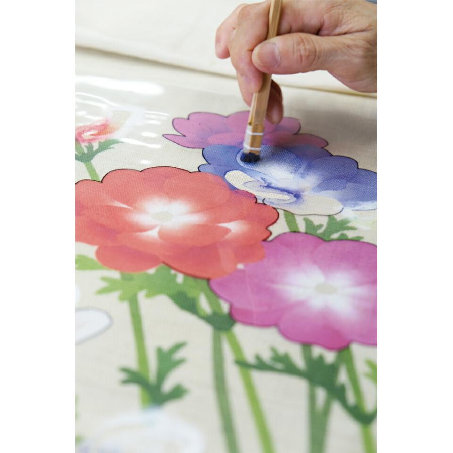 京都洛柿庵 手描き 手染め タペストリー春の飾り アネモネ_3