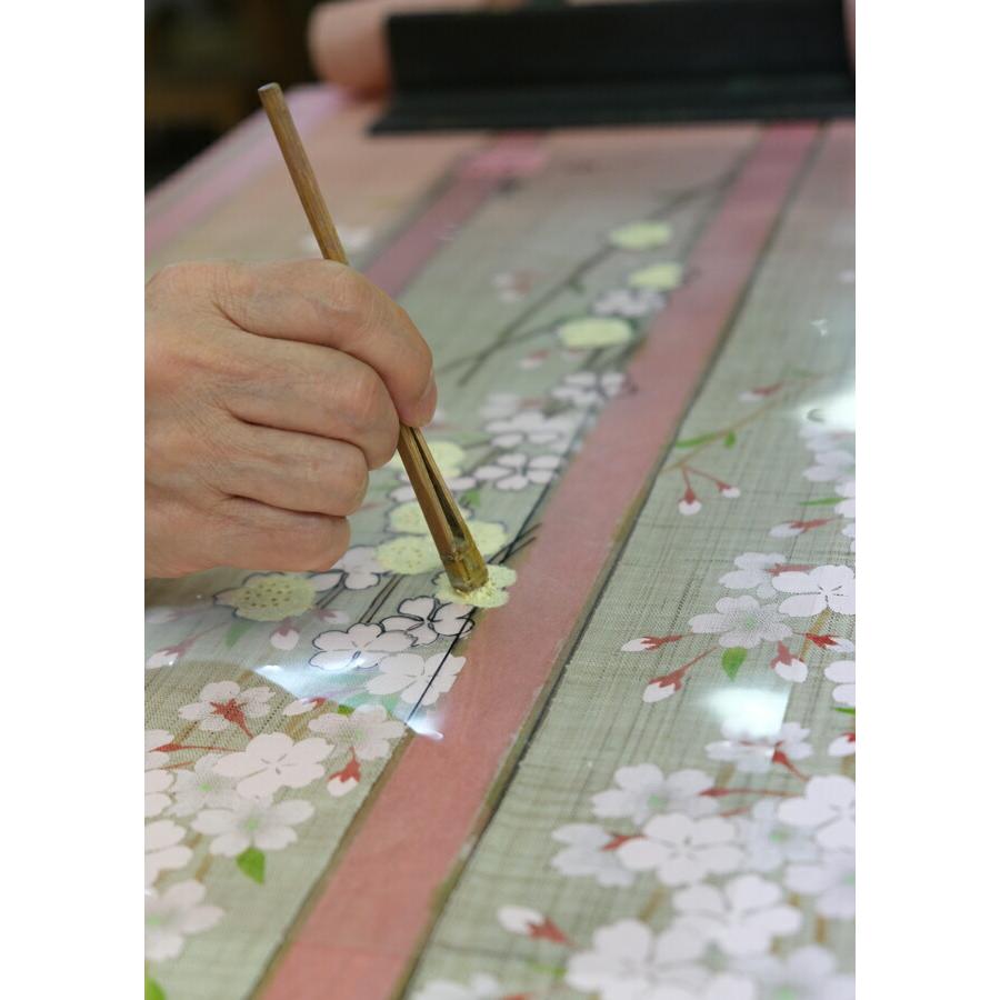 京都洛柿庵】手描き 手染め 細タペストリー 春の飾り 紅しだれ桜