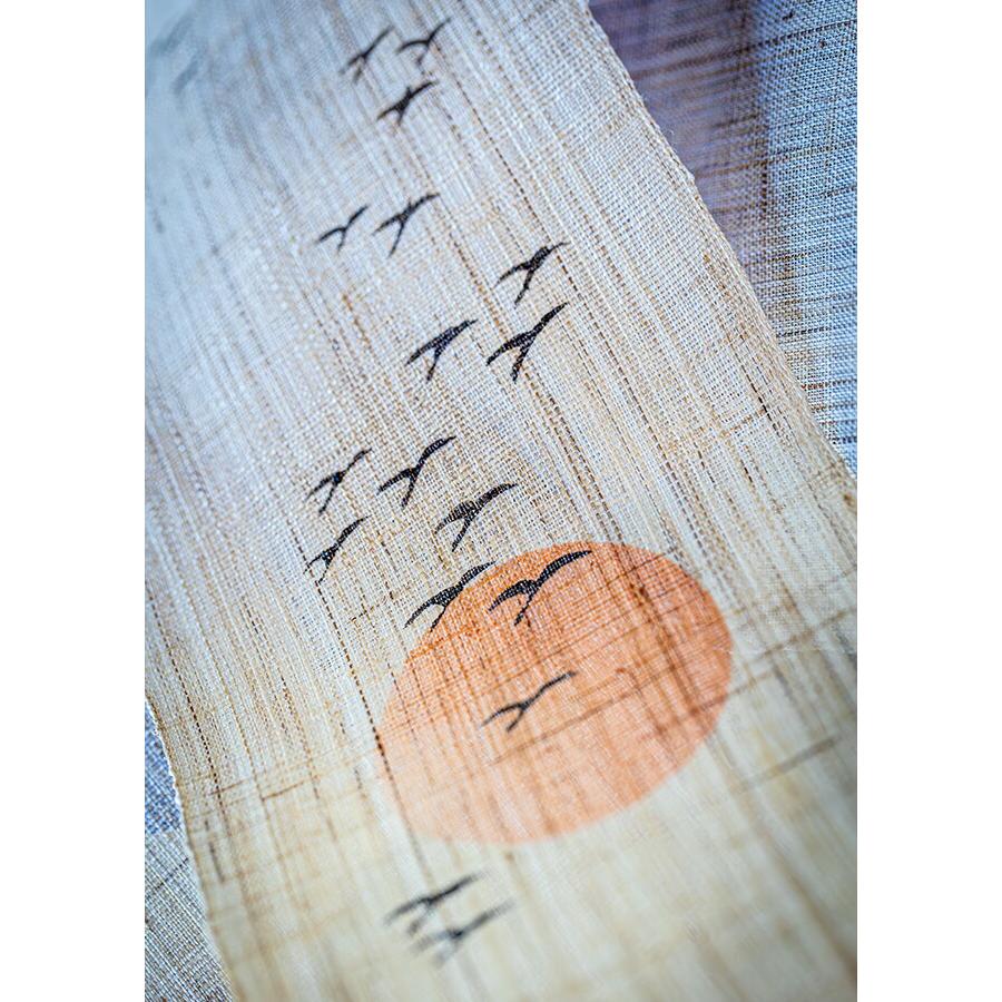 京都洛柿庵】 手描き 手染め 細タペストリー 秋の飾り 細タペ 初雁 は