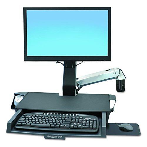 Ergotron StyleView Sit-Stand Combo System with Worksurface, Polished Aluminum/Black 並行輸入品 デスク、机用付属品、パーツ