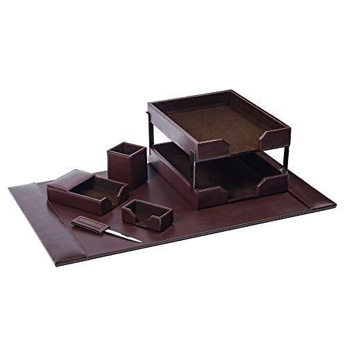 Dacasso Bonded Leather Desk Set， 8pcs， Brown 並行輸入品 家具、インテリア デスク、机