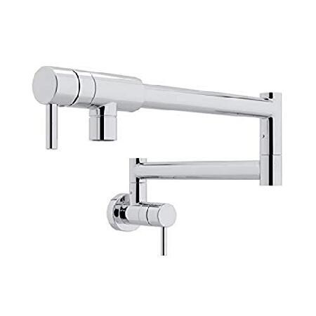 Rohl QL66L-APC-2 Modern Architectural Wall Mounted Swing Arm Fold Away Pot Filler with Dual Shut Offs and Lever Handles, Polished Chrome 並 キッチン蛇口、水栓