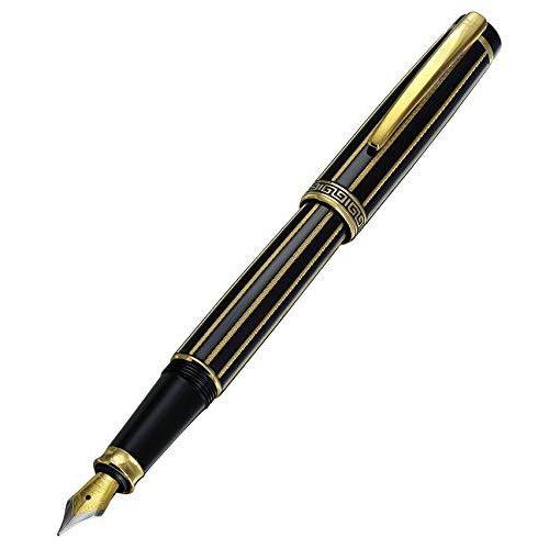 Xezo Fine Fountain Pen Hand-Enameled， Diamond-cut and 18K Gold Plated， Limited Edition of 500 (Incognito Black Gold F) 並行輸入品