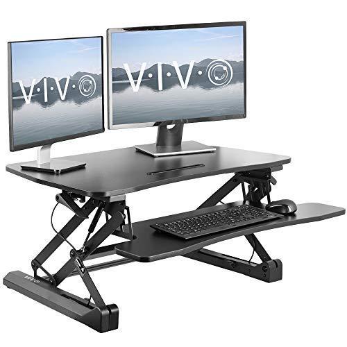 正規通販 VIVO Black DESK-V000 Workstation, Riser Laptop and Monitor Dual Tabletop Stand Sit Converter, Desk Standing inch 36 Adjustable Height Deluxe デスク、机用付属品、パーツ