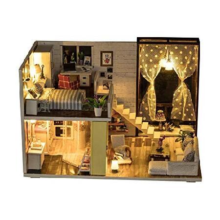 日本ではなかなか手に入らない海外の並行輸入品・逆輸入品DIY Miniature Dollhouse Kit with Furnitures, 3D Wooden Puzzle House Kit with Dust Proof Cover, Best Gift for Kids and Adults 並行輸入品