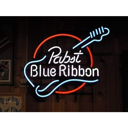 LeeQueen Pabst Blue Ribbon Neon Light Sign Beer Bar Pub Real Glass 17''x13''! NA3 並行輸入品