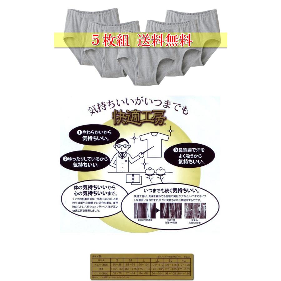 GUNZE（グンゼ） 5枚組 セット 天引ブリーフ メンズ 快適工房 男性