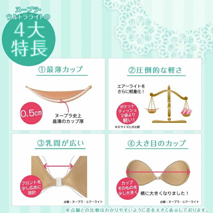 ヌーブラ ブラジャー 正規品 ウルトラライト 8032 E112113-watanabe 水着 ビーチ 盛れる 大きいサイズ シリコン シームレス A B C D E | Nubra | 02