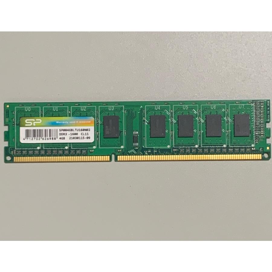 【中古】Silicon Power 4GB 1枚 DDR3-1600 SP004GBLTU160N02 デスクトップPC用メモリ（non-ECC Unbuffered、PC3-12800）｜collection21store