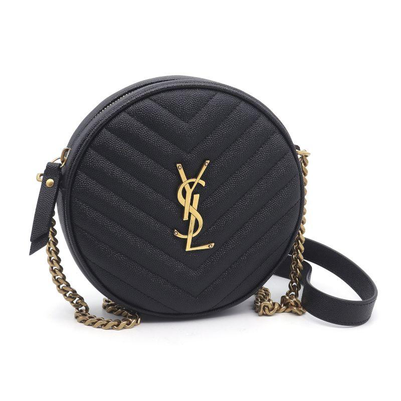 SAINT LAURENT PARIS(サンローランパリ) ヴィニル チェーンショルダーバッグ ショルダーバッグ 肩掛け 斜め掛け YSL モノグラム 丸型 レザー ブラック黒 ゴールド金具 610436 レディース 40802168143【中古】【アラモード】 SAINT LAURENT サンローランパリ ヴィニルチェーンショルダーバッグ