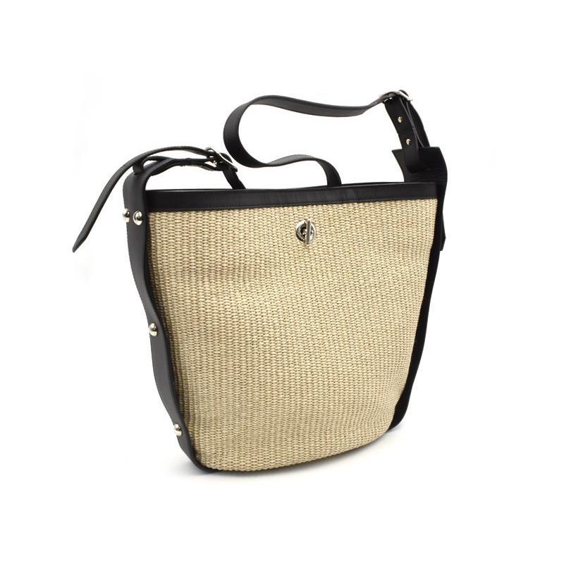 保存版 バレンシアガ ストローショルダーバッグ ストロー レザー ブラック 黒 かごバッグ カゴバッグ ワンショルダーバッグ 中古 独創的 Teslaimagem Com Br
