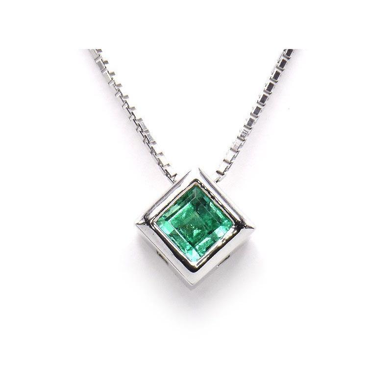 0.44ct天然エメラルドネックレス K18WG 新品仕上げ済 ホワイトゴールド  