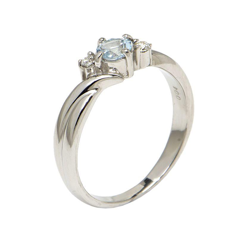 スカラベ 約0.2ctアクアマリンリング 8号 Pt950 新品仕上済 合計0.04ct 