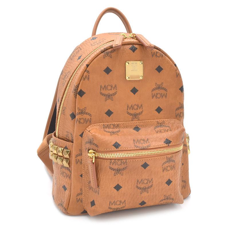 MCM スタッズ付きブラウンリュック