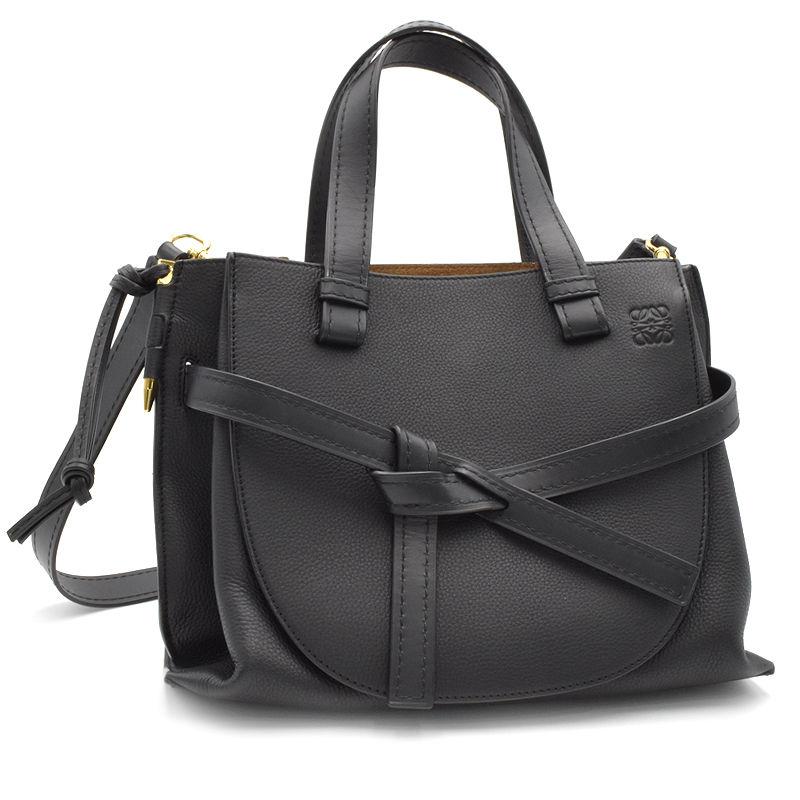 ロエベ ゲートトップハンドル スモール 321.12.U61 カーフスキン ブラック ハンドバッグ ショルダーバッグ 2WAYバッグ 黒 中古 送料無料 Gate（LOEWE） ロエベ ゲートトップハンドル スモール 321.12.U61