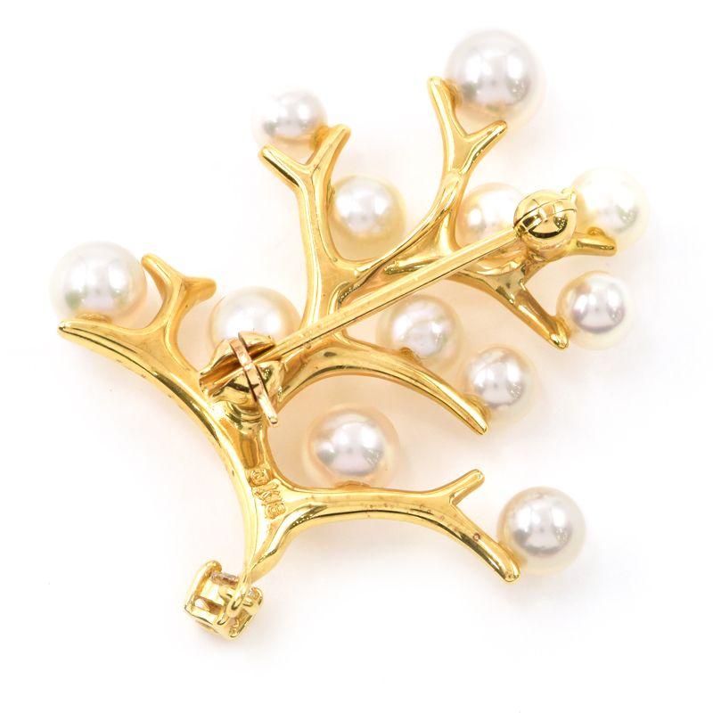 MIKIMOTO ミキモト Kofuku no ki ブローチ K18YG アコヤ真珠 一