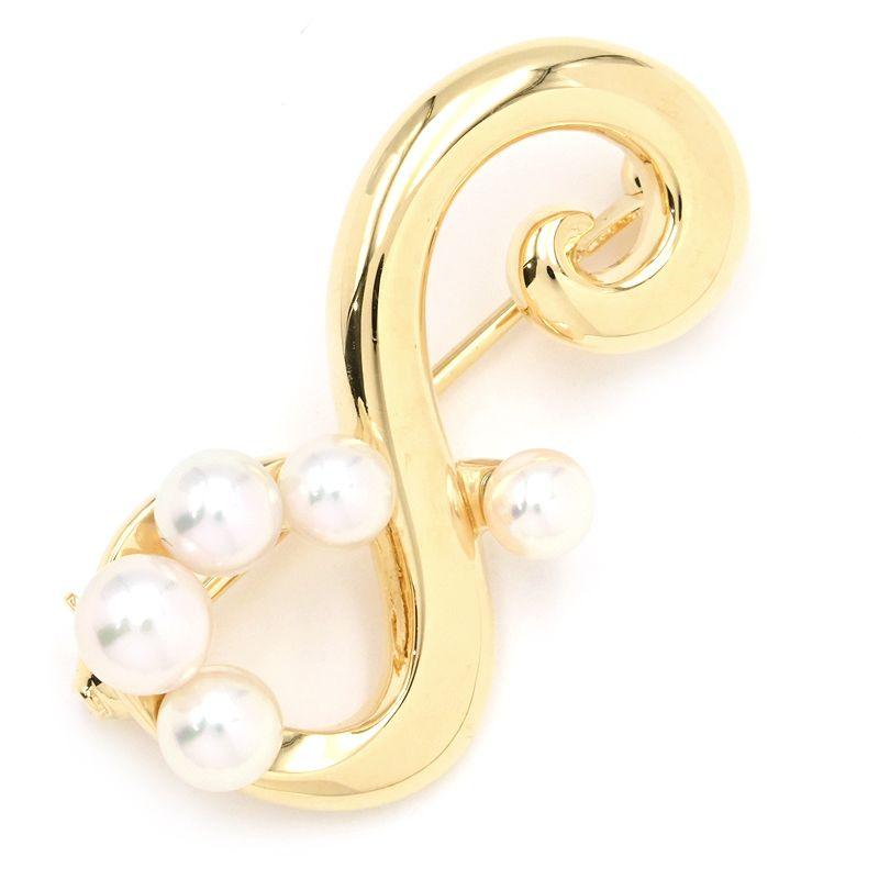 MIKIMOTO（ミキモト） 約4〜5mmベビーパールブローチ K18YG イニシャル