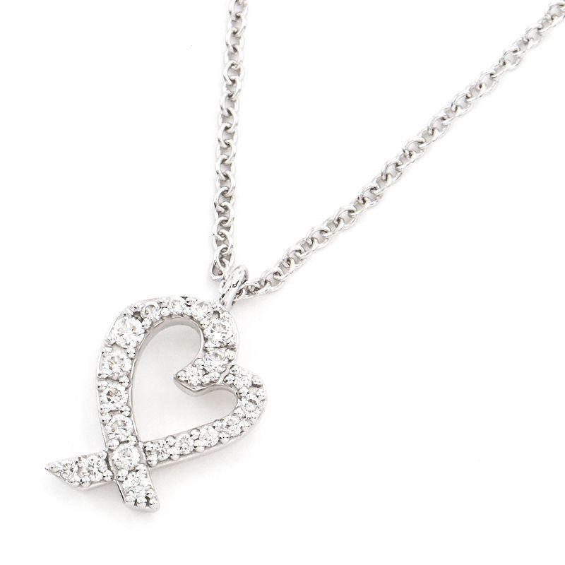 ティファニーラビングハートネックレスダイヤk18wg ホワイトゴールド