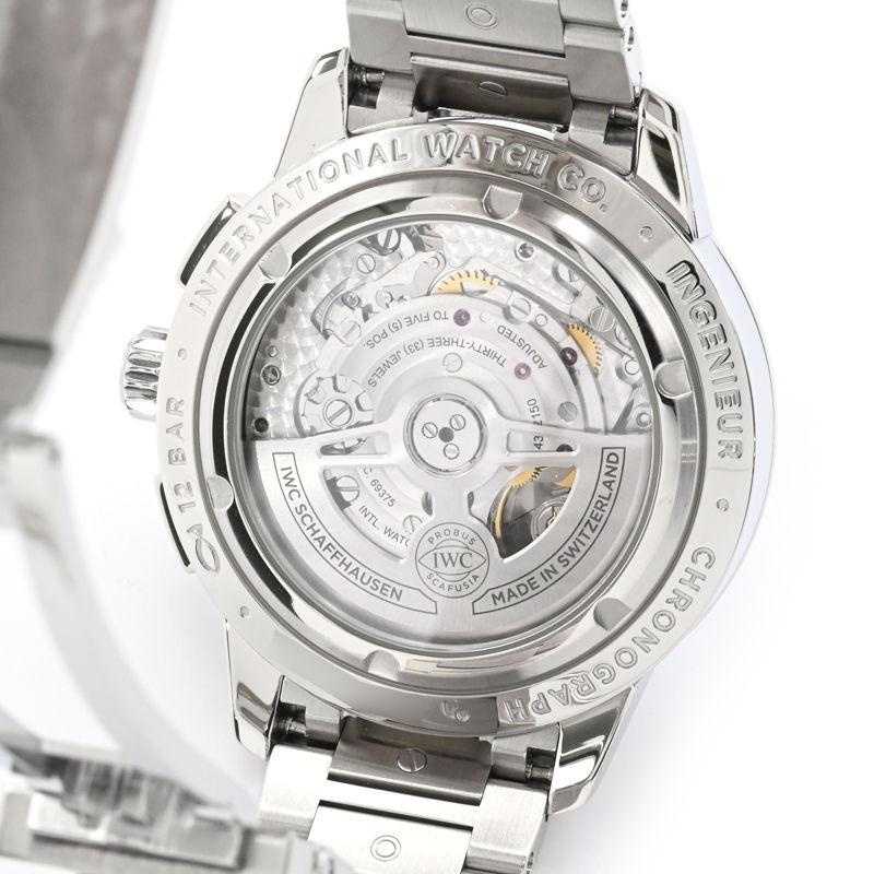 [3年保証] IWC メンズ インヂュニア クロノグラフ IW380802 デイト シースルーバック ブルー 青文字盤 自動巻き 腕時計 中古 送料無料 インヂュニア [3年保証] IWC メンズ クロノグラフ IW380802 デイト