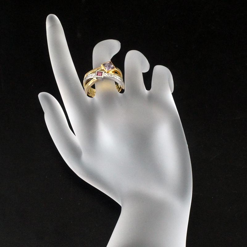 ベリテ 0.5ct天然アメジストリング 16号 K18PG Pt900 ダイヤモンド