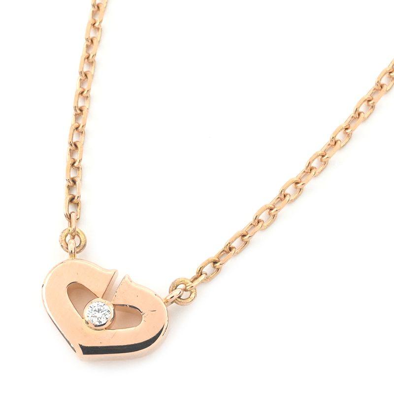 Cartier（カルティエ） Cハートネックレス K18PG 1Pダイヤモンド C