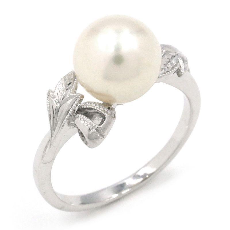 MIKIMOTO（ミキモト） 8mmアコヤパールリング 8.5号 K14WG 植物