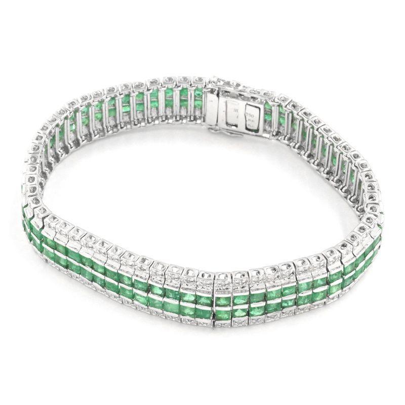 10.8ct天然エメラルド ブレスレット K18WG 0.88ct天然ダイヤモンド 