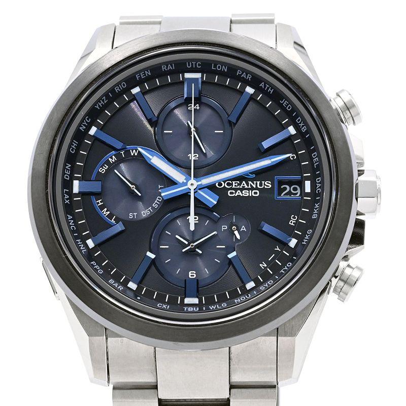 カシオ メンズ オシアナス クラシックライン OCW-T4000A-1AJF 箱保 チタン カレンダー 黒 ソーラー充電 クオーツ 腕時計 中古 送料無料 OCEANUS カシオ メンズ オシアナス クラシックライン OCW-T4000A-1AJF