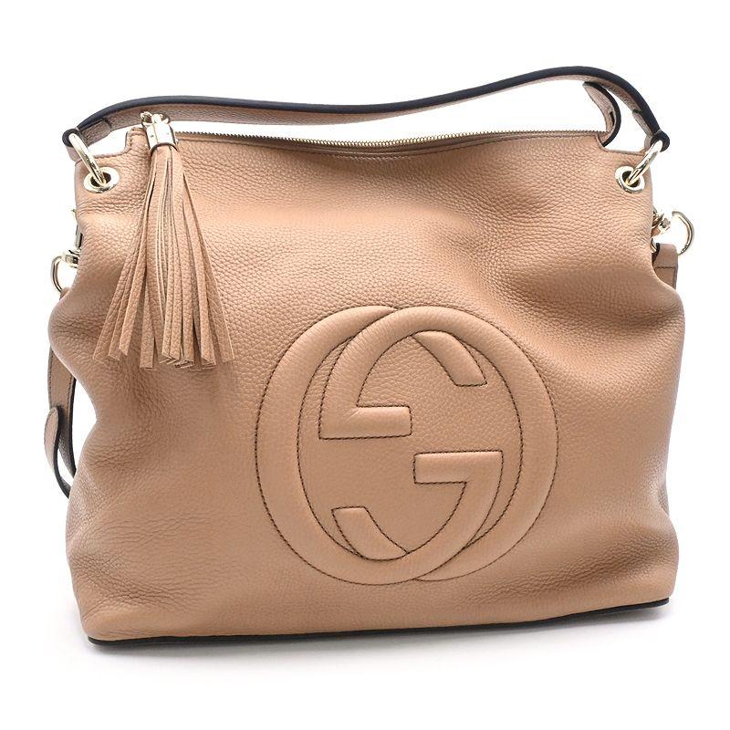 グッチ ソーホー ショルダーバッグ 536194 レザー ベージュ 肩掛けバッグ インターロッキングG クロスボディバッグ GG 中古 送料無料 ダブルG グッチ ソーホー ショルダーバッグ 536194 レザー ベージュ